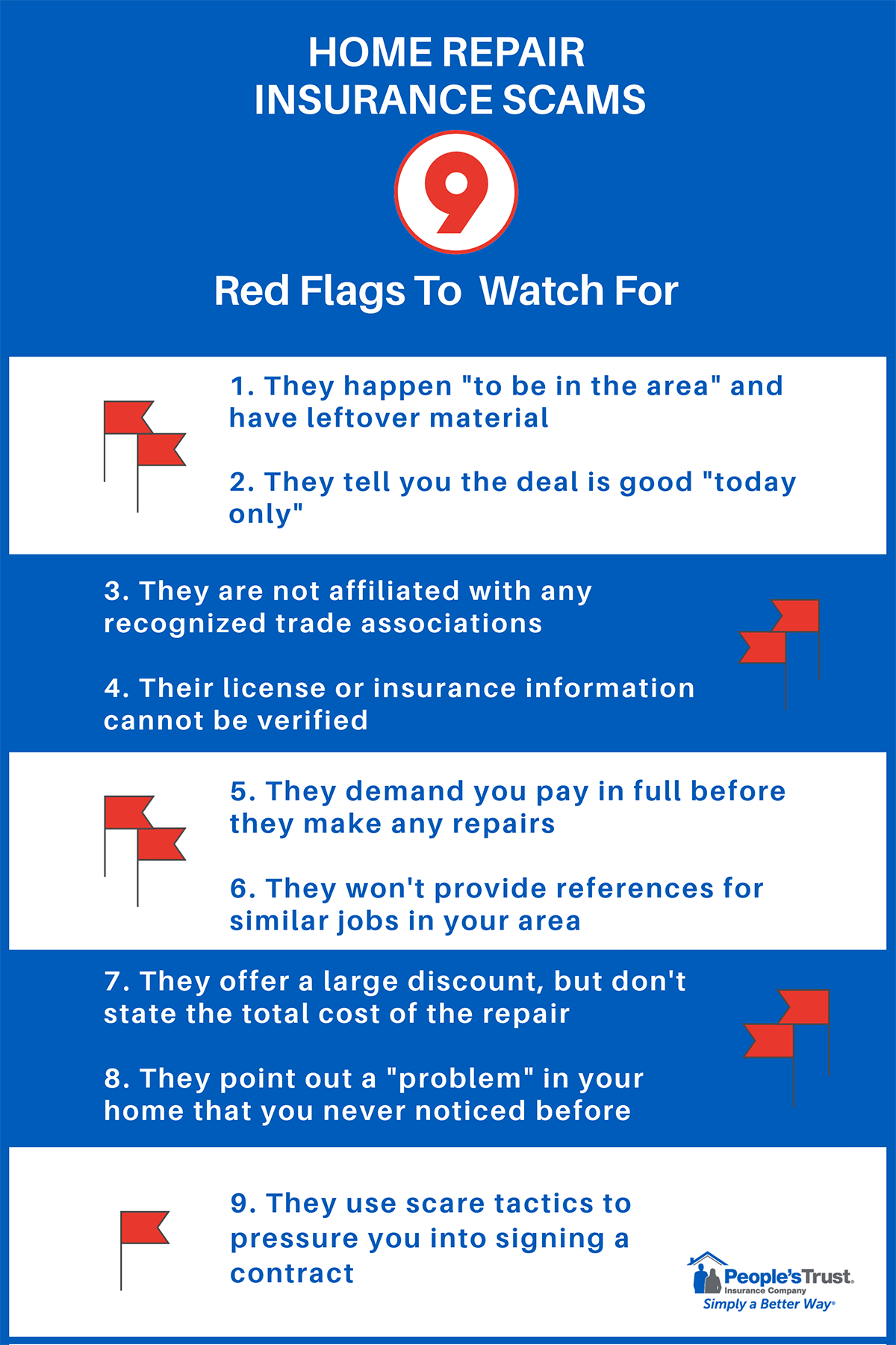 9 Home Repair Insurance Scam Red Flags Infographic