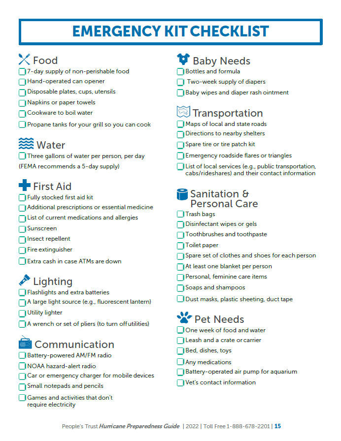 Emergency Kit Checklist for Hurricane Preparedness